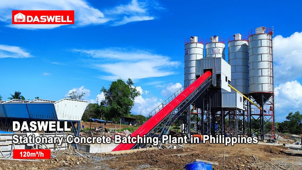 Daswell 120m³ stationary concrete batching plant in the philippines 10 Philippines 120 cubic stationary batching plant